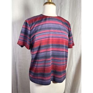 Vintage Kasper Women's Pink and Purple Blouse - Size 6